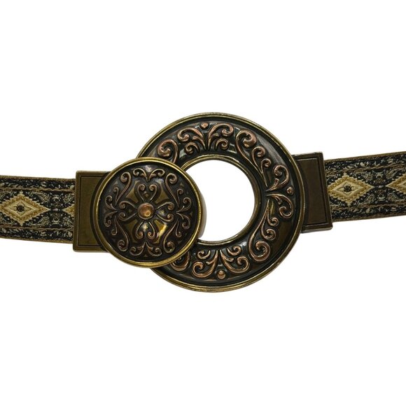 Vintage Chicos Slide Adjustable Belt With Hook Buckle Jacquard Fabric M/L - Picture 4 of 6